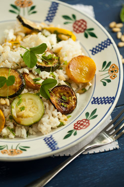 Rice Salad with Roasted Courgette, Pine Nuts and Mint