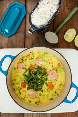 Butternut Squash, Ginger and Coconut Laksa with Prawn, Chicken or Tofu