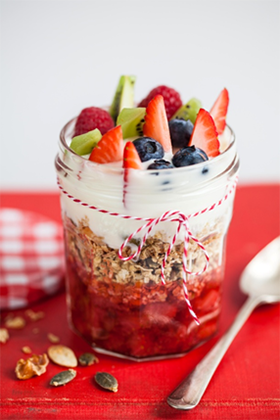 Granola Pots with Strawberry Compote and Yogurt